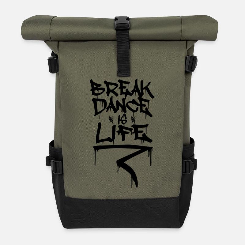 Breakdance Motivation - Rolltop Rucksack - Olive/Schwarz