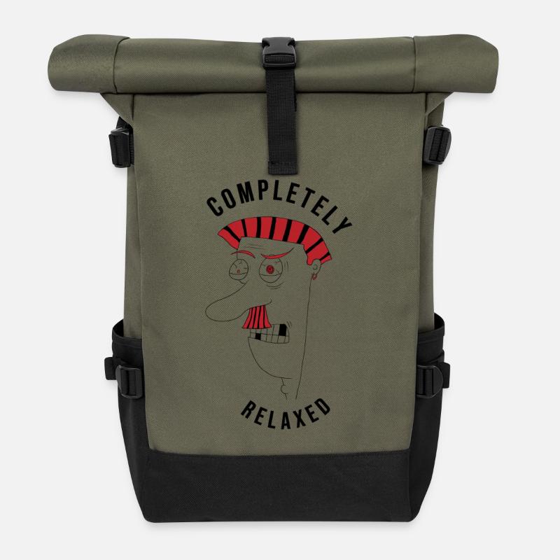 Completely relaxed man - ironic - Roll Top Backpack - olive/black