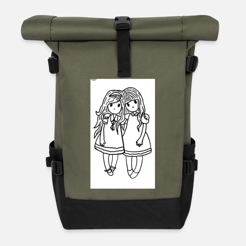 Mädchenduo - Rolltop Rucksack - Olive/Schwarz