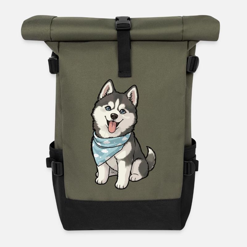 Husky Joy Sky Bandana - Roll Top Backpack - olive/black