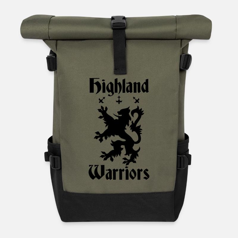 Highland Warriors - Roll Top Backpack - olive/black