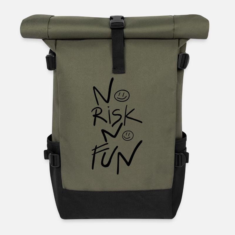 No risk, no fun - Roll Top Backpack - olive/black