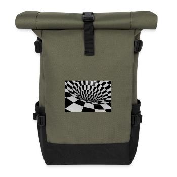 Tunnel Carreaux Noir et Blanc - Sac à dos roll top - olive/noir - Devant