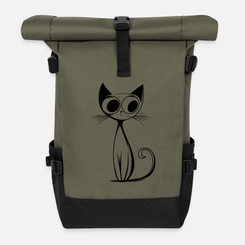 RetroCat Noir - Rolltop Rucksack - Olive/Schwarz