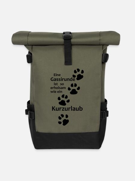 Hundesprüche,Hundebesitzer,Hundehalter,Hundeliebe - Rolltop Rucksack - Olive/Schwarz