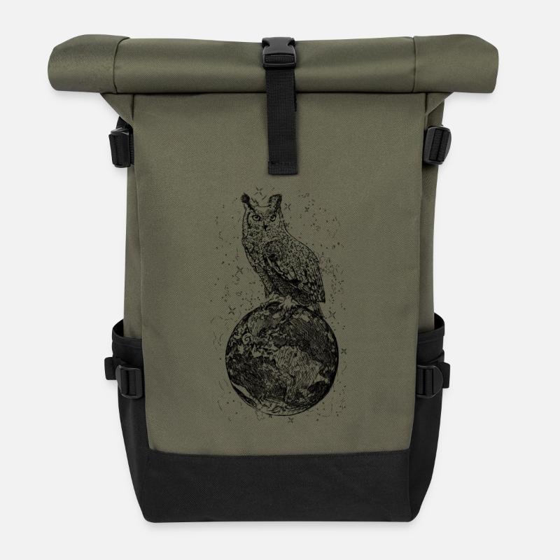 Owlworld - Rolltop Rucksack - Olive/Schwarz