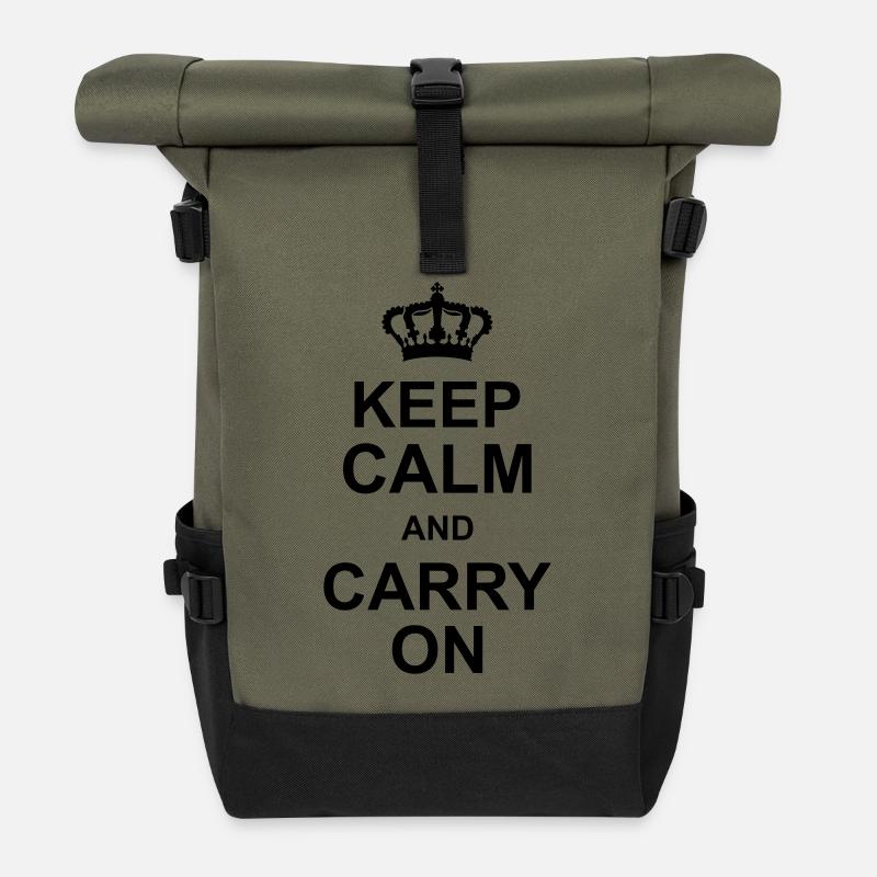 keep calm and carry on - Rolltop Rucksack - Olive/Schwarz