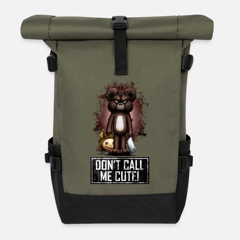 Teddy - Don't Call Me Cute (Color) - Rolltop Rucksack - Olive/Schwarz