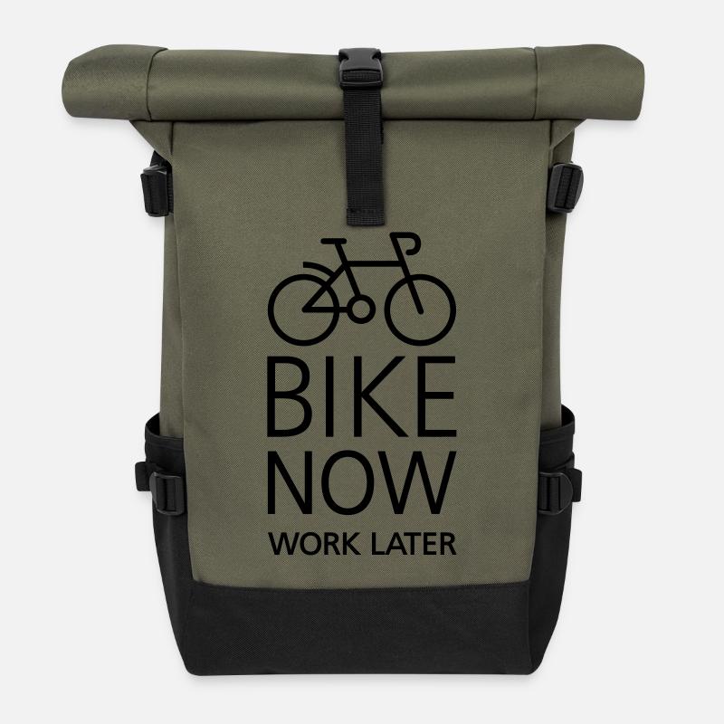 Bike now work later - Rolltop Rucksack - Olive/Schwarz