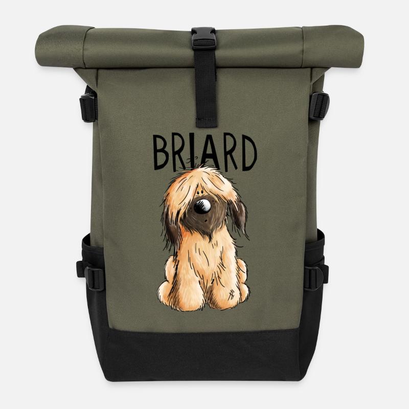 Süßer Fauve Briard - Comic - Geschenk - Hund - Rolltop Rucksack - Olive/Schwarz