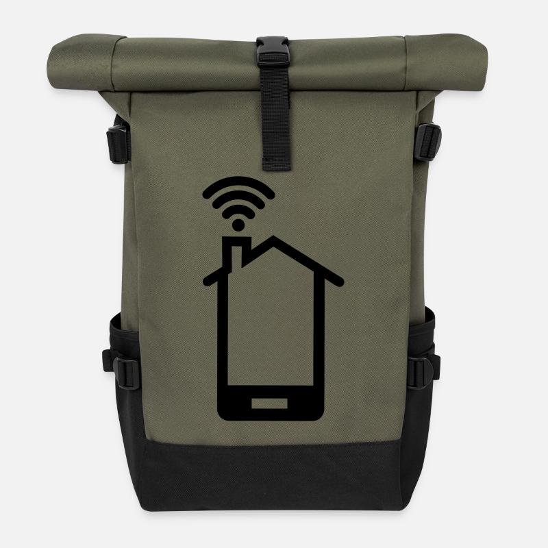 Smartphone huis logo Home WIFI - Rolltop Rucksack - Olive/Schwarz