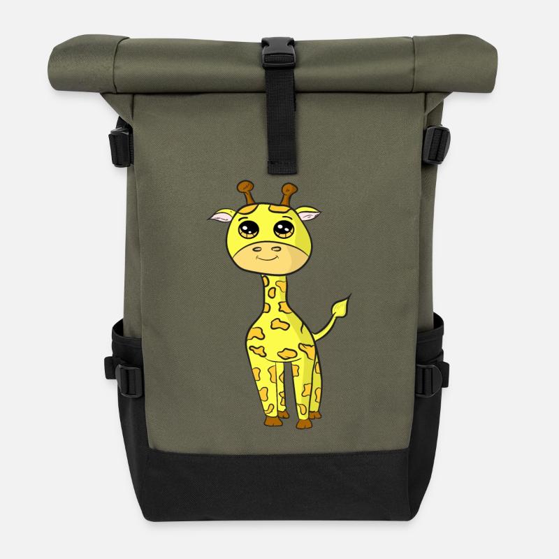 Bébé girafe - Sac à dos roll top - olive/noir