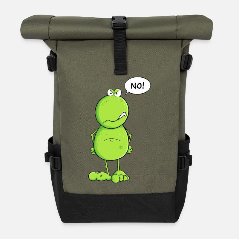 Lustiger No Frosch I Nein Nö Statement - Rolltop Rucksack - Olive/Schwarz