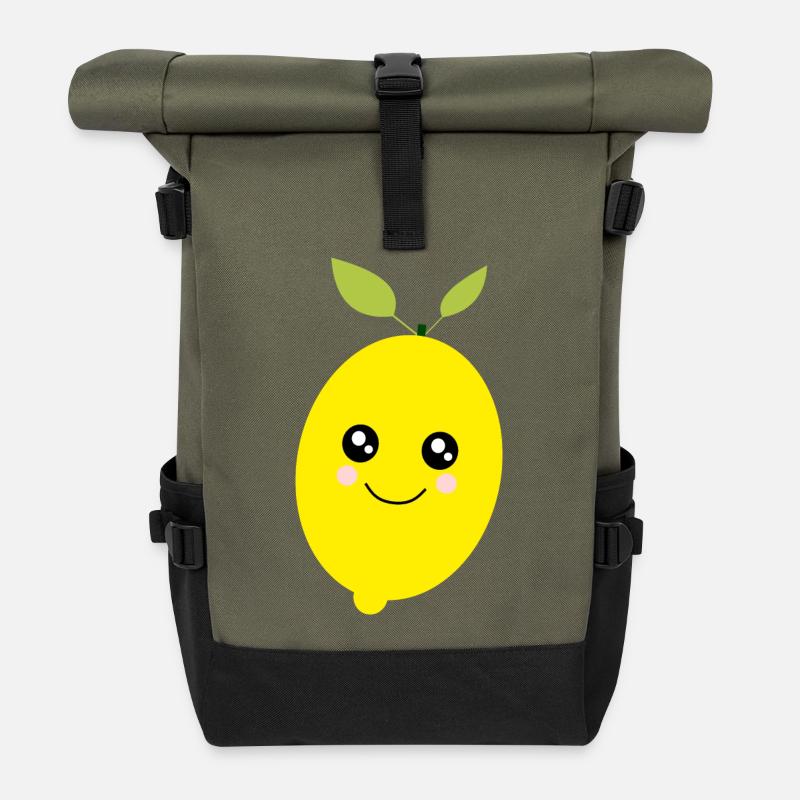 Kawaii Lemon Lime Lime Kawaii Sticker - Roll Top Backpack - olive/black