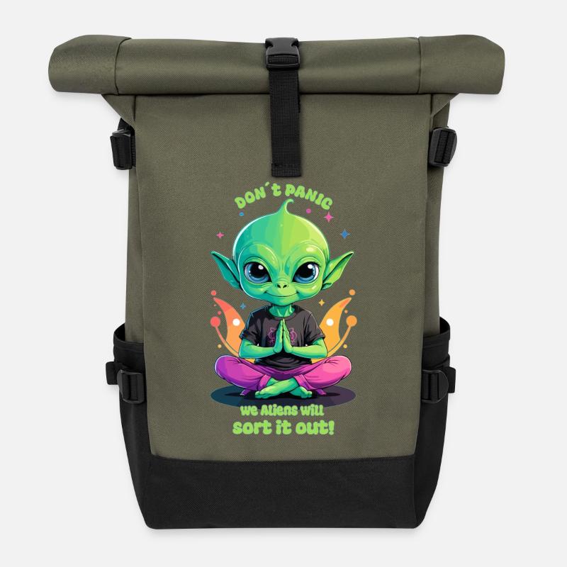 Cute Alien régule cela ! - Sac à dos roll top - olive/noir