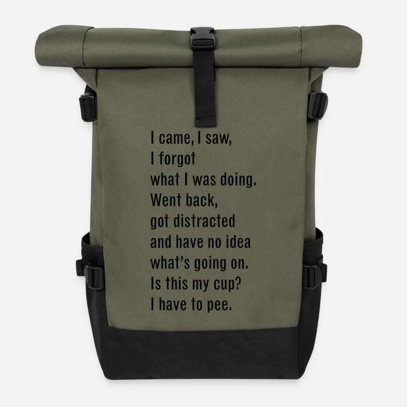 46 I Came I Saw - Roll Top Backpack - olive/black