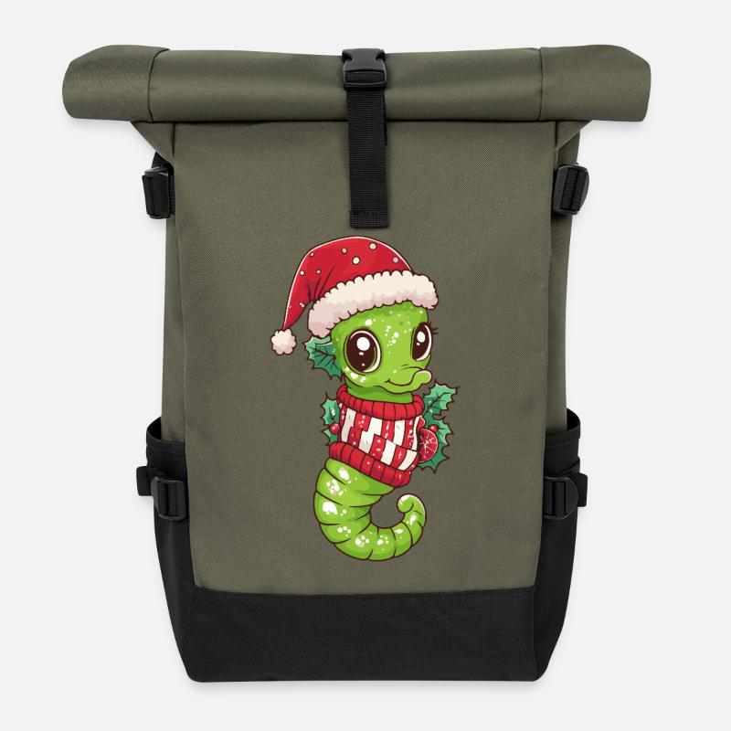 Noël de l’hippocampe - Sac à dos roll top - olive/noir