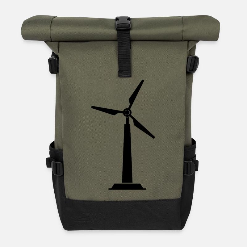 Wind turbine - Roll Top Backpack - olive/black