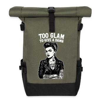 Rockabella Pin-Up: Outlaw Tattoo Girl & Lederjacke - Rolltop Rucksack - Olive/Schwarz - Vorne