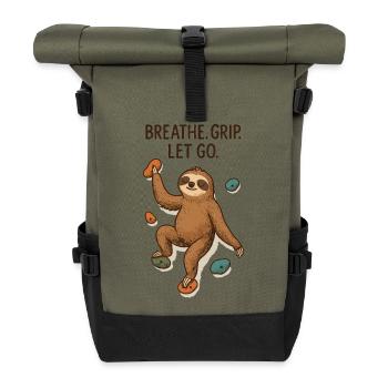 Zen Faultier: Grip Let Go Klettern - Rolltop Rucksack - Olive/Schwarz - Vorne