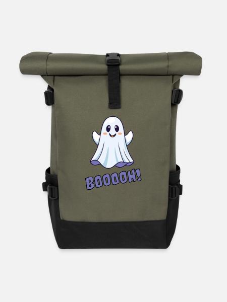 Cute Ghost - Rolltop Rucksack - Olive/Schwarz