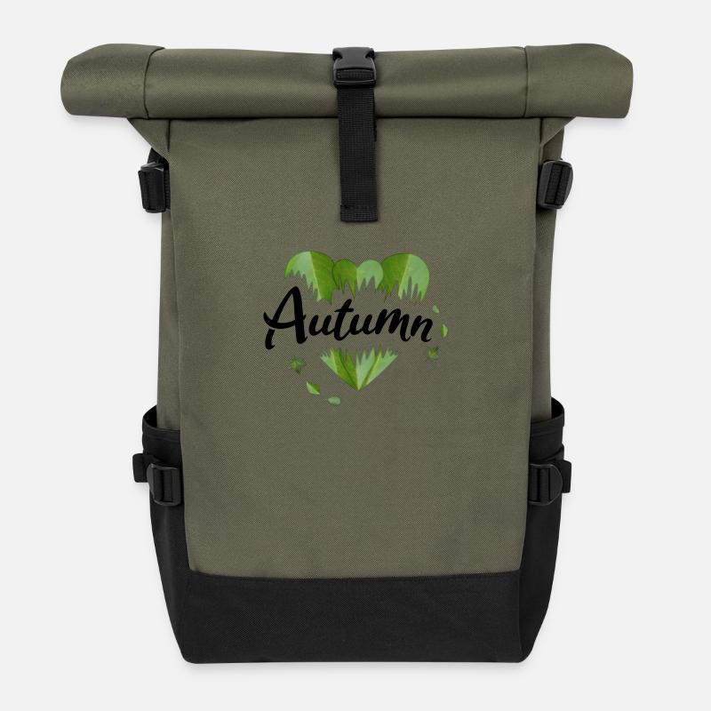 Herbst Herbstblätter Blätter - Rolltop Rucksack - Olive/Schwarz