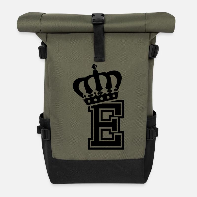 Buchstabe E - Rolltop Rucksack - Olive/Schwarz