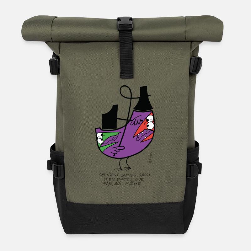 Beaten by oneself - Roll Top Backpack - olive/black