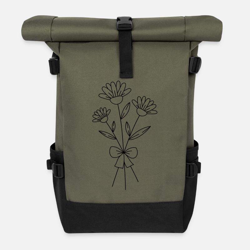 Blumenstrauss - Rolltop Rucksack - Olive/Schwarz