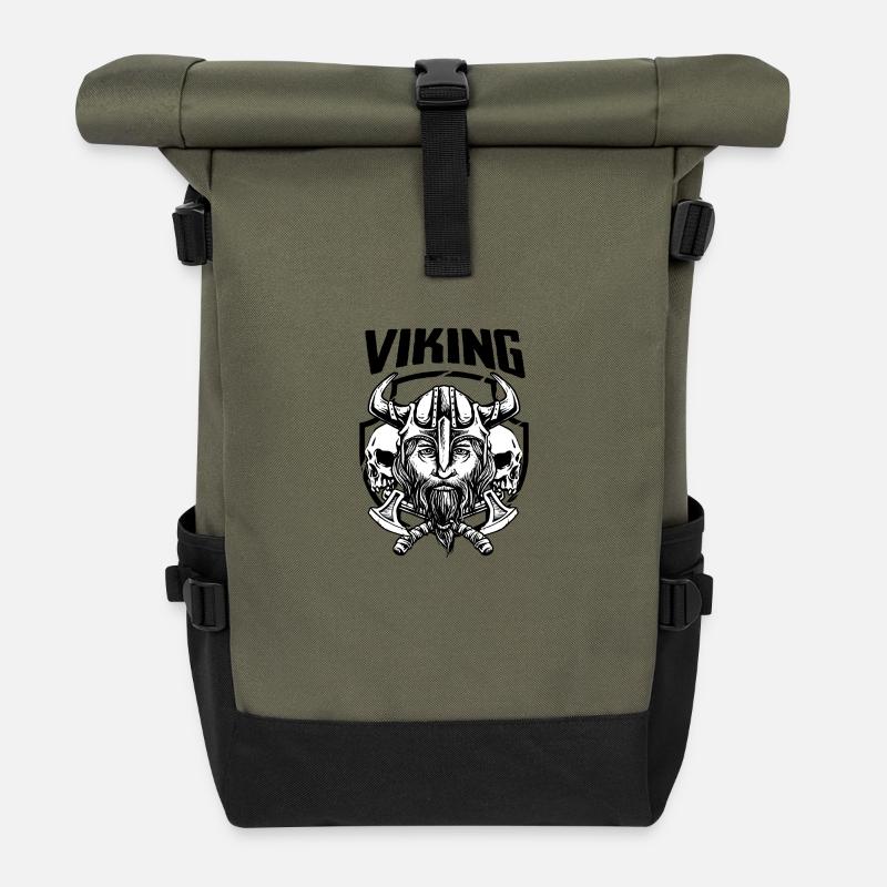 Viking - Vikings - Norway - Berserker - black - Roll Top Backpack - olive/black
