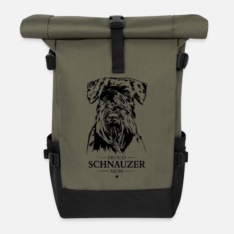 Schnauzer Mom Hunde Hund Wilsigns - Rolltop Rucksack - Olive/Schwarz