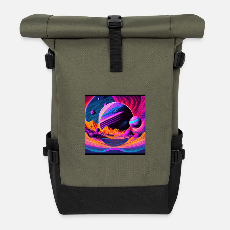 Fantaisie spatiale - Sac à dos roll top - olive/noir
