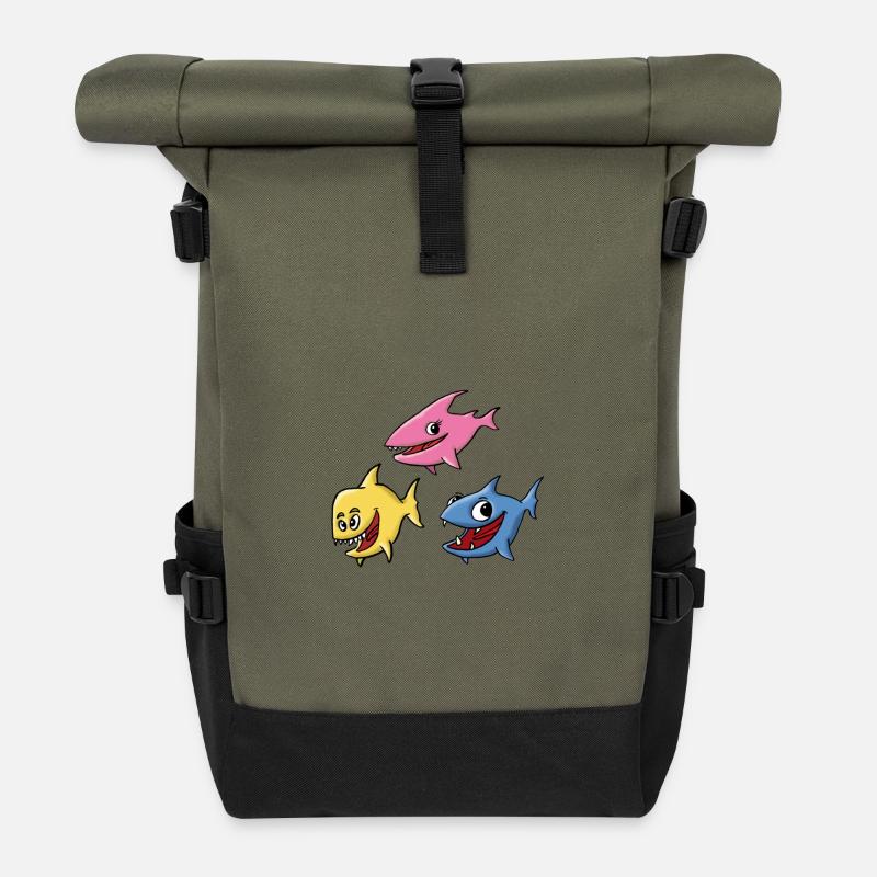 groupe de poissons - Sac à dos roll top - olive/noir