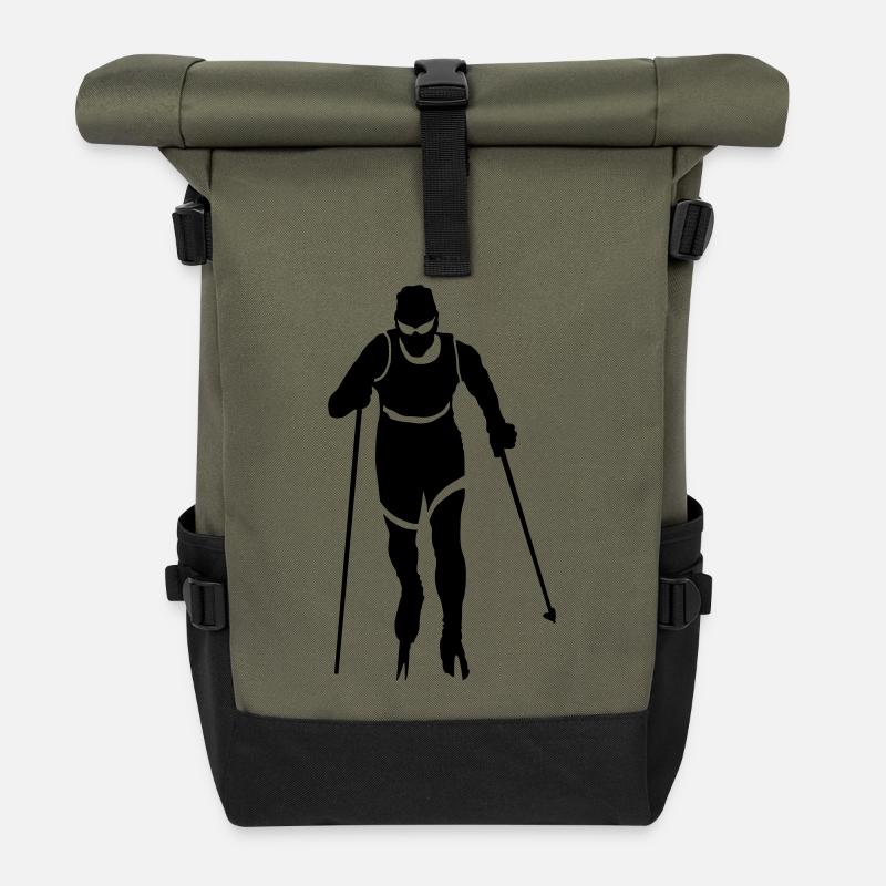 Ski Langlauf - Rolltop Rucksack - Olive/Schwarz