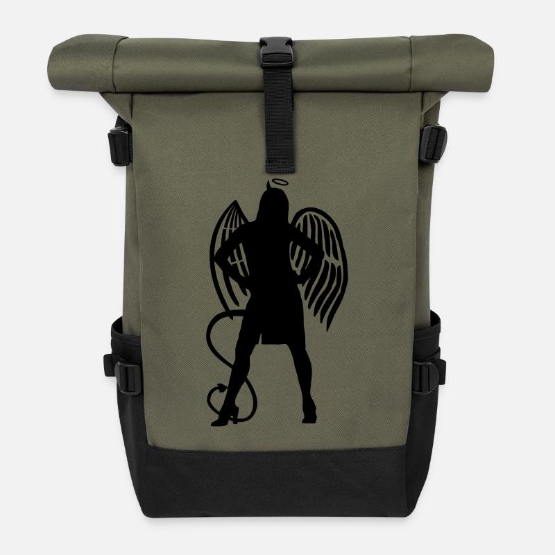 Engel Teufel - Rolltop Rucksack - Olive/Schwarz