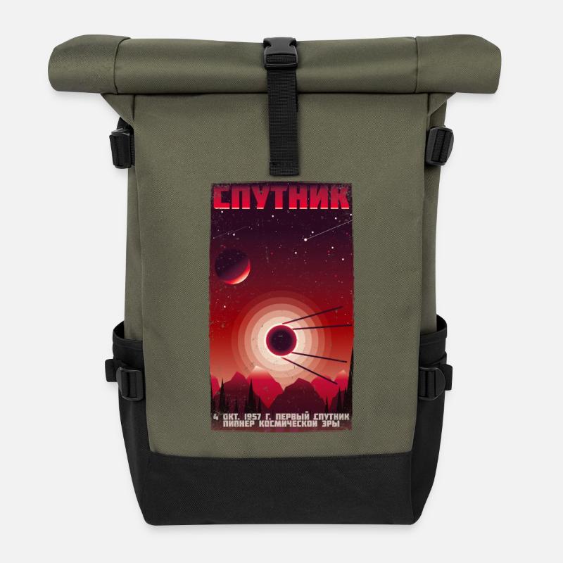 SPUTNIK Satellite Affiche vintage - Union soviétique - Sac à dos roll top - olive/noir