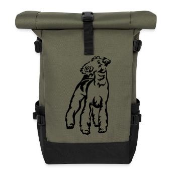 Fox terrier - Roll Top Backpack - olive/black - Front