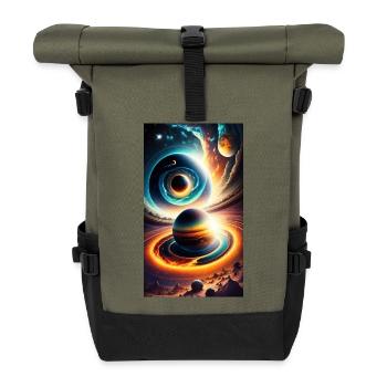 Universe with planet - Roll Top Backpack - olive/black - Front