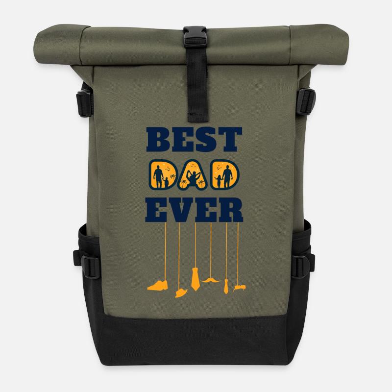 best dad ever - Roll Top Backpack - olive/black
