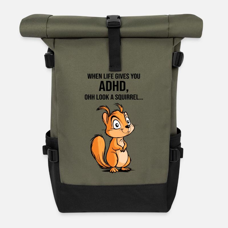 TDAH Écureuil - Sac à dos roll top - olive/noir