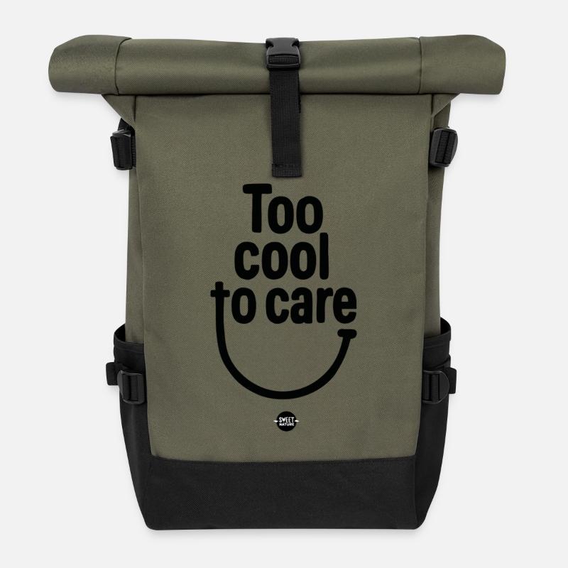 Too cool to care - Roll Top Backpack - olive/black