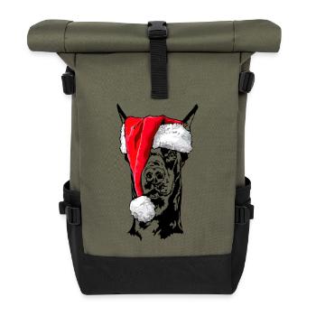 Santa Doberman Christmas Dogs Wilsigns - Roll Top Backpack - olive/black - Front
