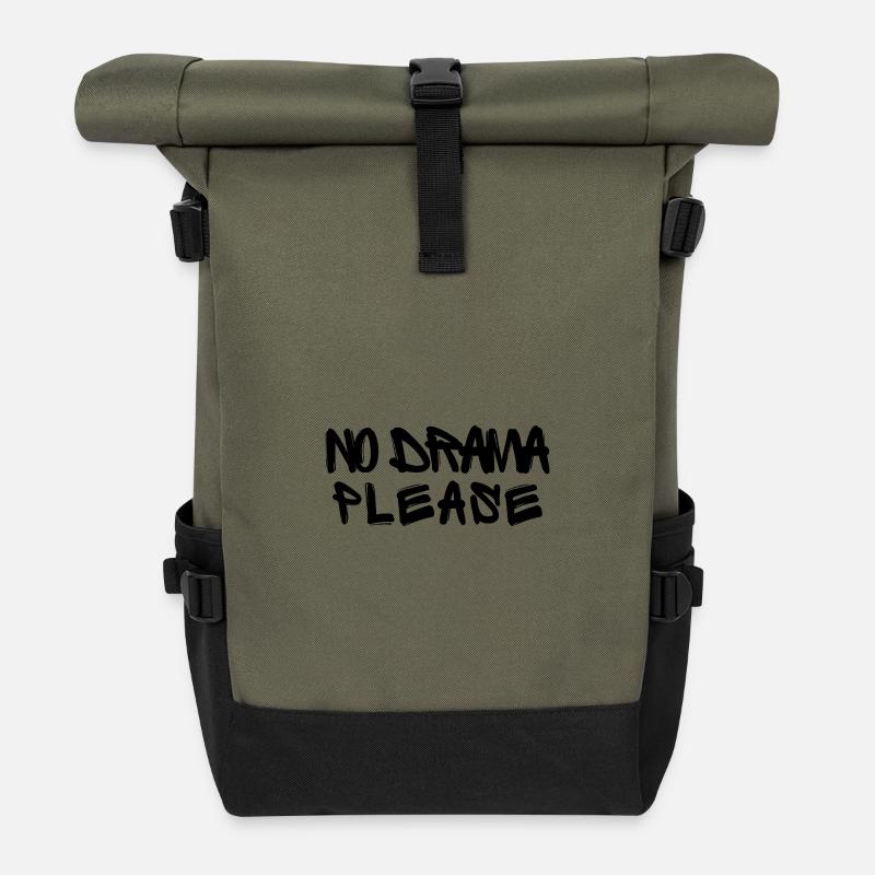 No Drama Please - Rolltop Rucksack - Olive/Schwarz