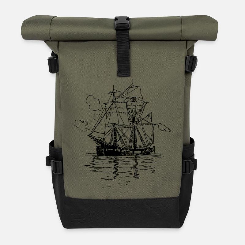 bateau pirate bateau bateau pirate Skull1 - Sac à dos roll top - olive/noir