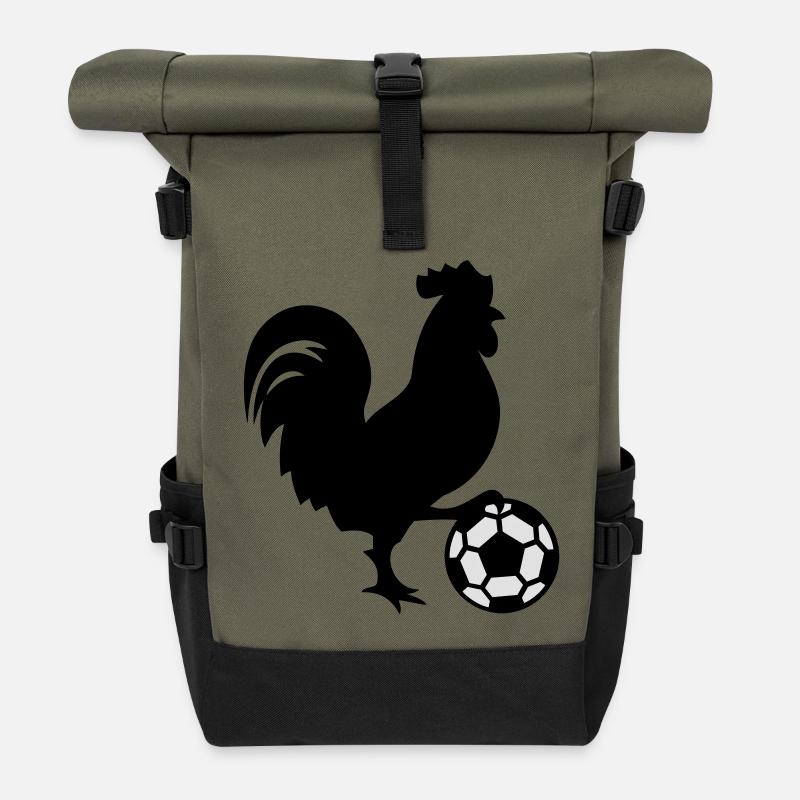 Frankreich Fußball-Hahn - Rolltop Rucksack - Olive/Schwarz