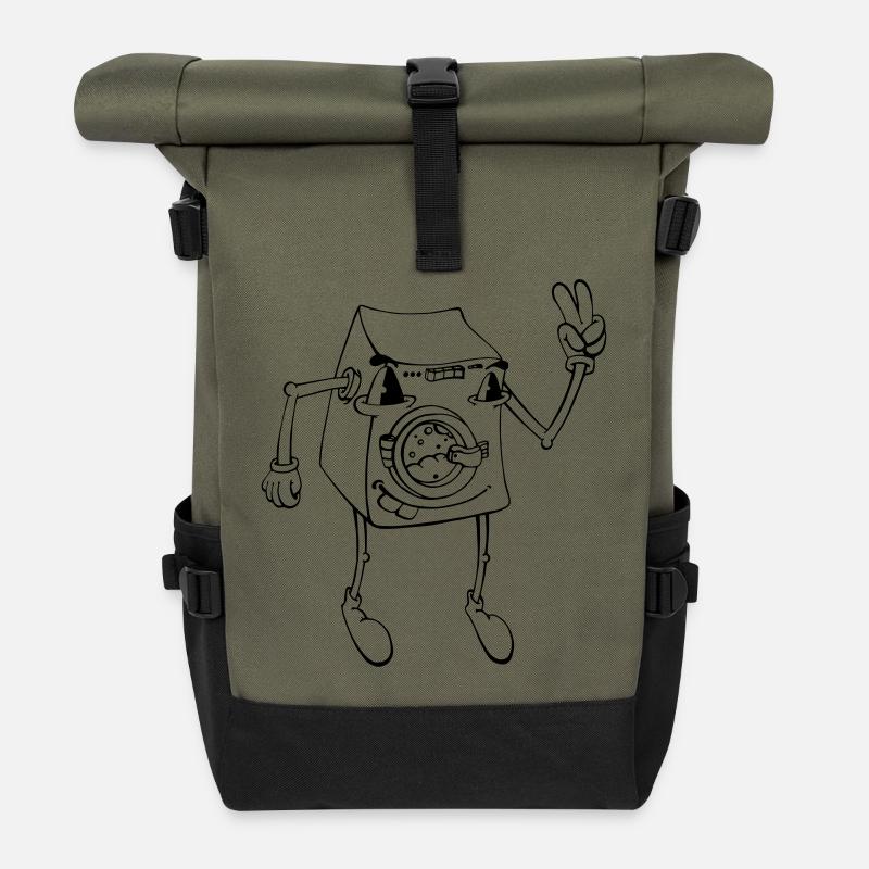 Waschmaschine - Rolltop Rucksack - Olive/Schwarz