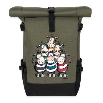 Colourful Zebras - Roll Top Backpack - olive/black - Front