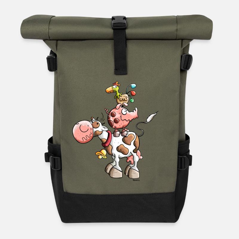 Das Bauernhof Team - Rolltop Rucksack - Olive/Schwarz