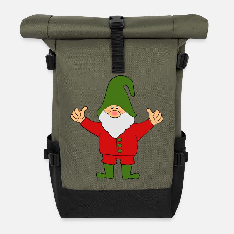 Wichtelmännchen Zwerge - Rolltop Rucksack - Olive/Schwarz