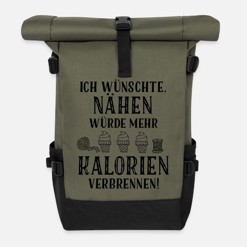 Kalorien nähen - Rolltop Rucksack - Olive/Schwarz